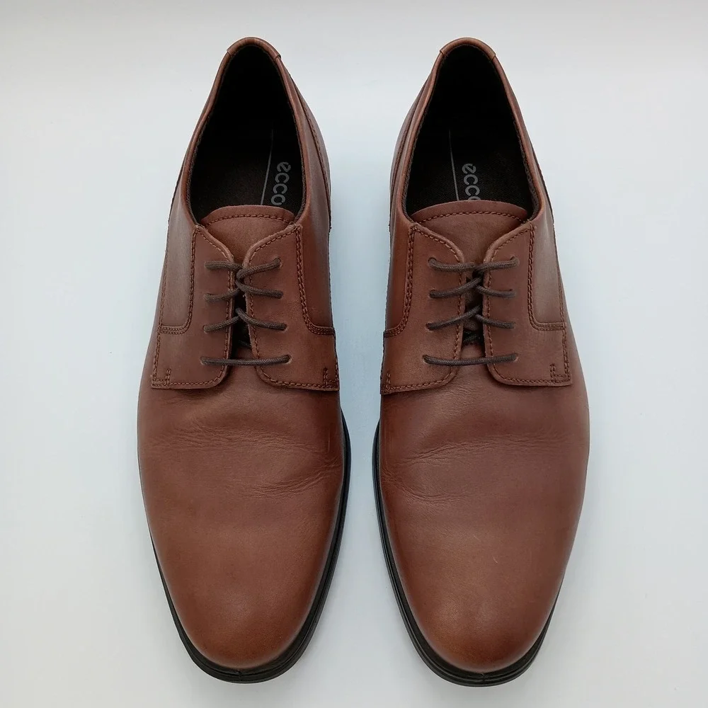 ECCO Helsinki 2.0 Mens Derby Leather Dress Shoes Cognac Brown Size 45 US 11-11.5